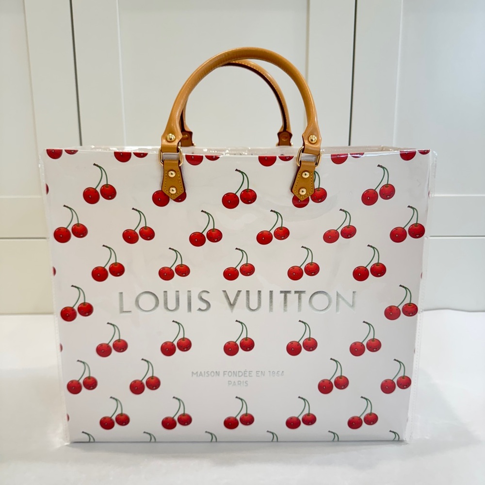 DIY Louis Vuitton Murakami Cherry Cerise Print Large Shopping Bag Tote PVC